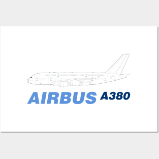 Airbus A380 Line Drawing Posters and Art